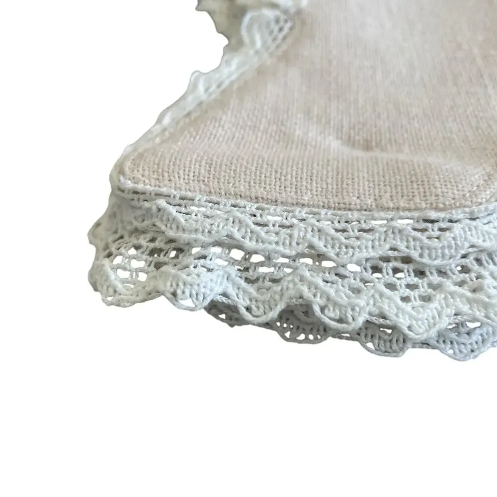 Lillian August Tan Bunny Shaped Placemats 17in Set of 4 Lace Accents NEW